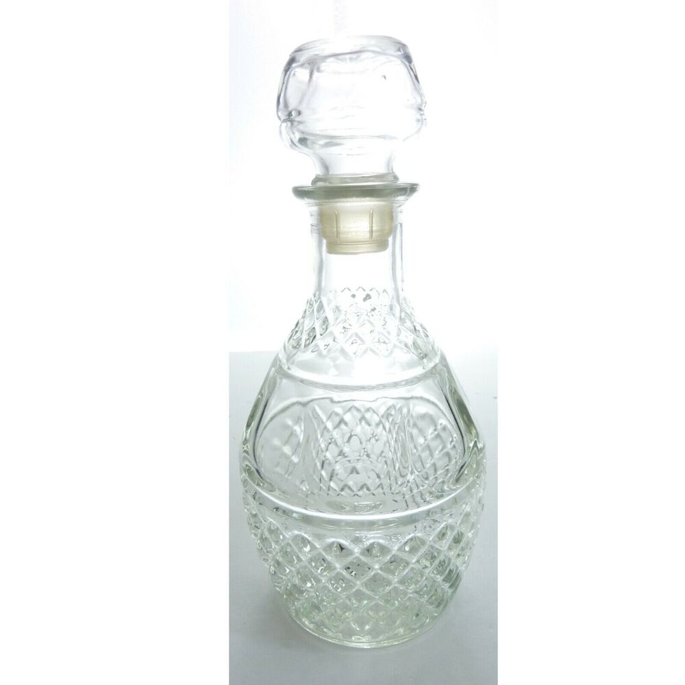 Vintage Crystal Cut Glass Decanter Hollywood Regency Wine Liquor Bottle Stopper